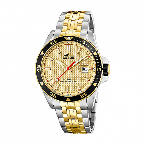 Lotus Men's White Excellent Stainless Steel Watch Bracelet - Two-Tone